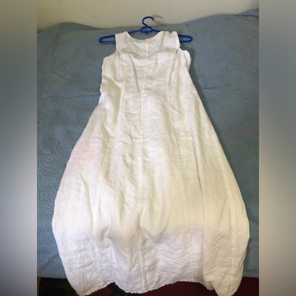 Women's White Linen Maxi Dress with fun Straps s